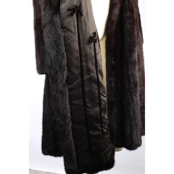 Vintage Hollywood Furs Dark Brown Long Mink Fur Winter Coat Women’s Size S Warm - Picture 16 of 16